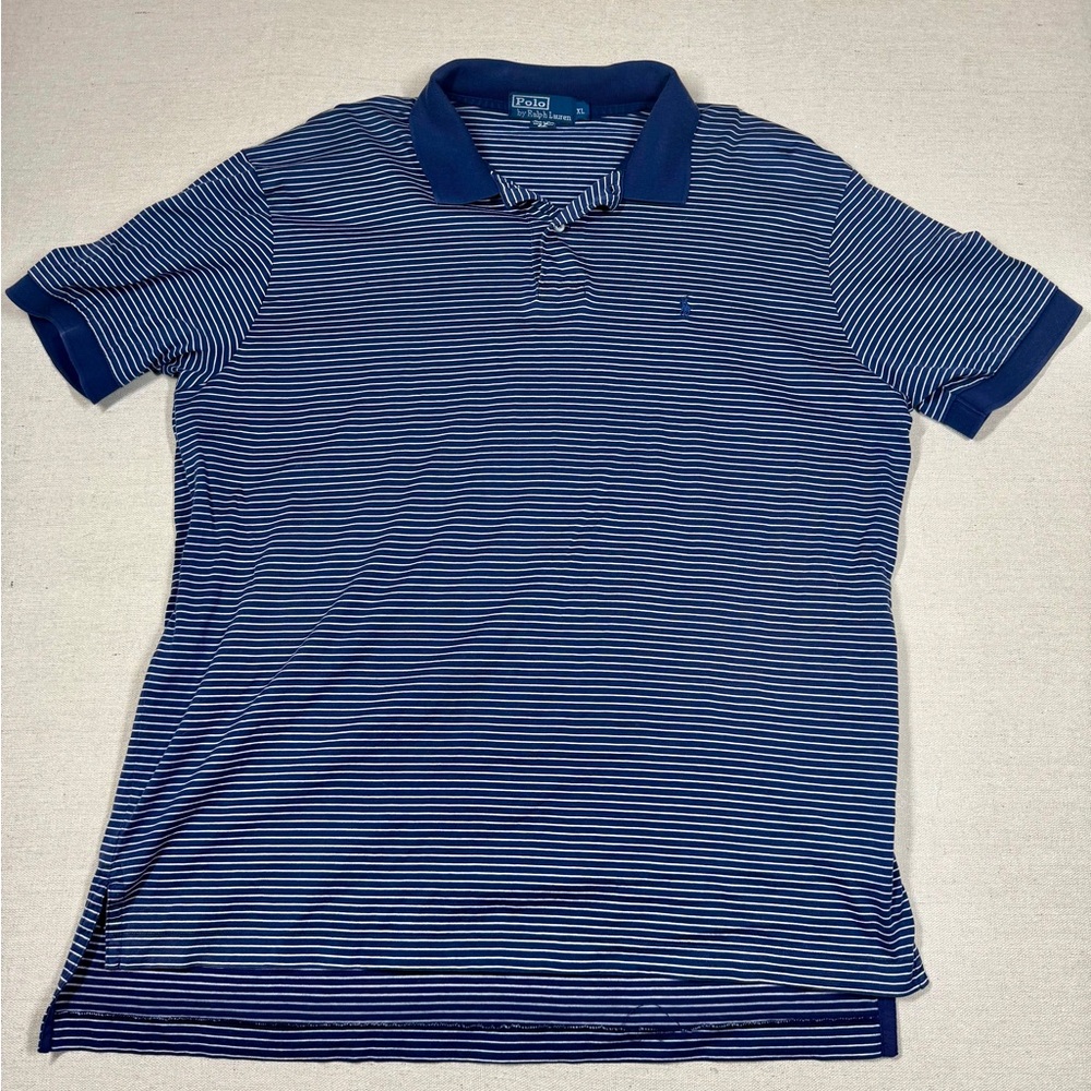 Polo Ralph Lauren‎ Men’s Striped Polo Shirt XL Blue White 2010s Classic
